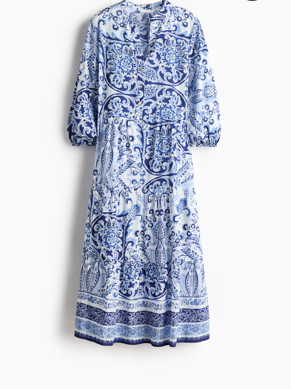 Blue Paisley Print Women's Midi Dress cotton